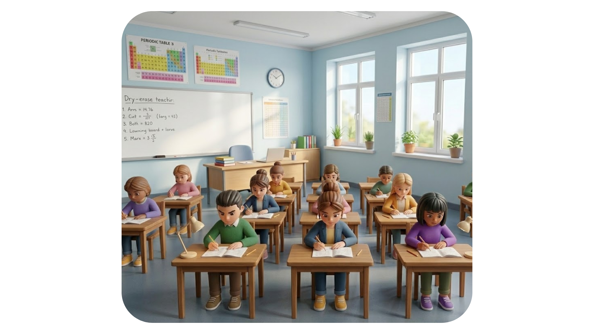 Students taking an exam